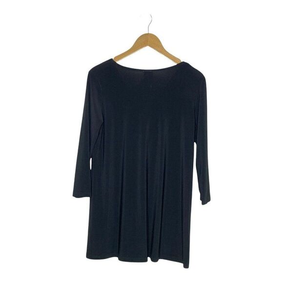 Clara Sun Woo Tunic Women's Black Medium V-Neck Long Sleeve Classic Top Slinky - Picture 7 of 10